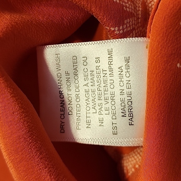 NWT Equipment Ava Clean with Contrast Silk Blouse in Spicy Orange Size Medium - Picture 12 of 13